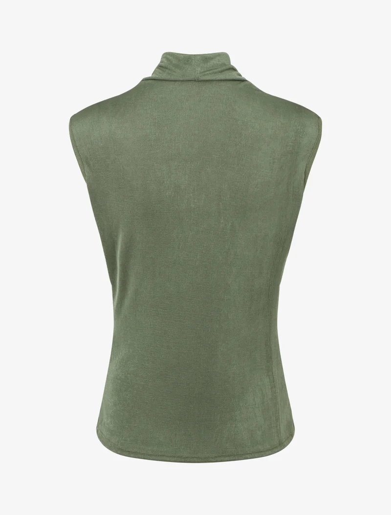 Top uni sans manches à col bénitier - Kaki