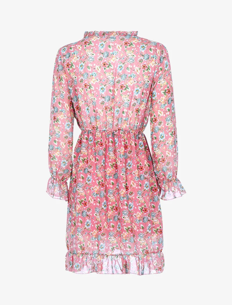 Robe portefeuille à imprimé printanier - Rose foncé