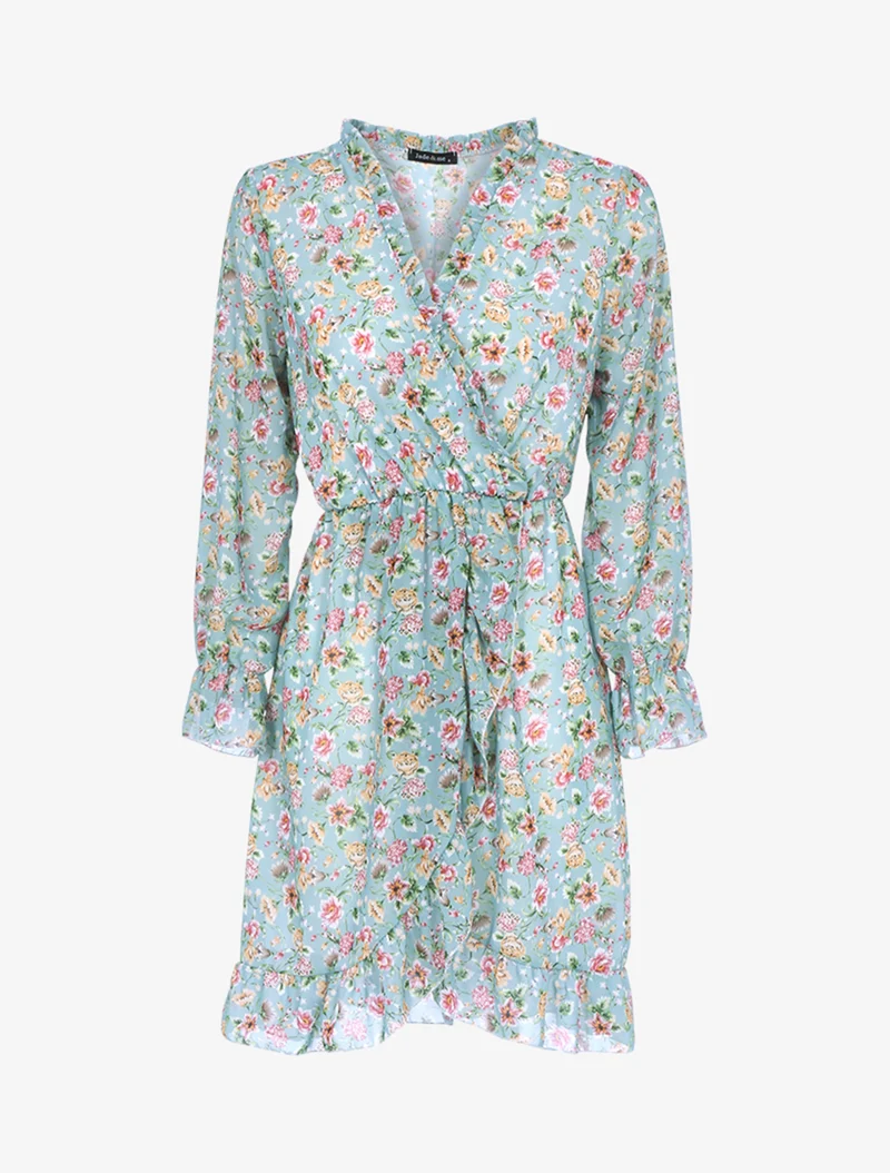 Robe portefeuille à imprimé printanier - Vert