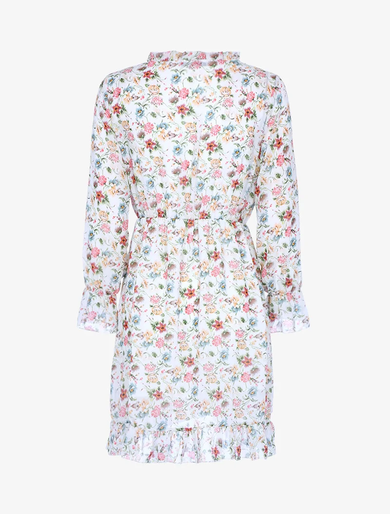 Robe portefeuille à imprimé printanier - Écru