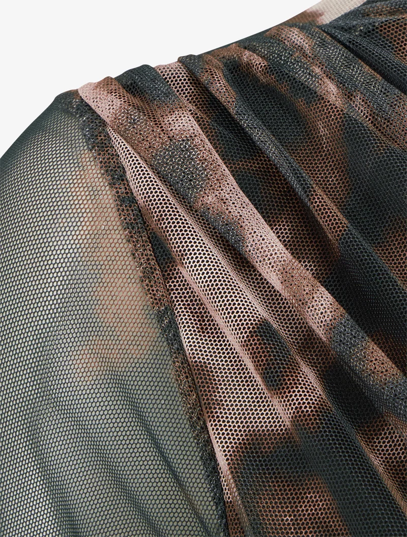 Top imprimé graphique en tulle - Noir