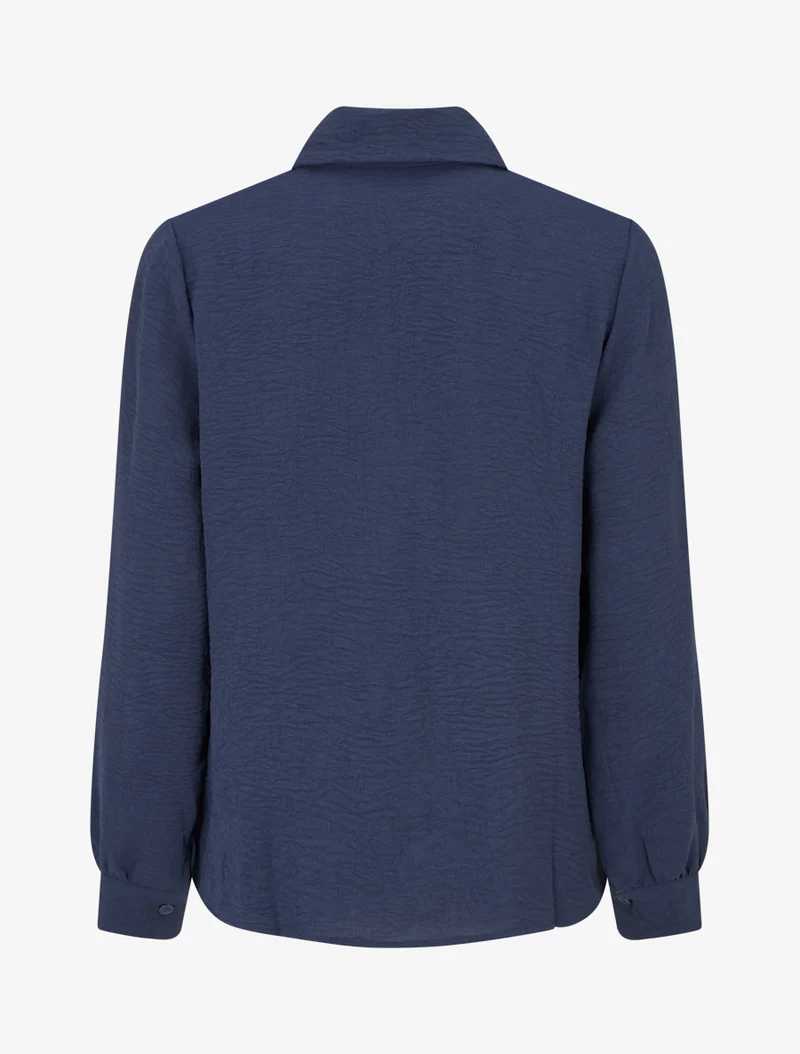 Chemisier unie à broderies - Marine