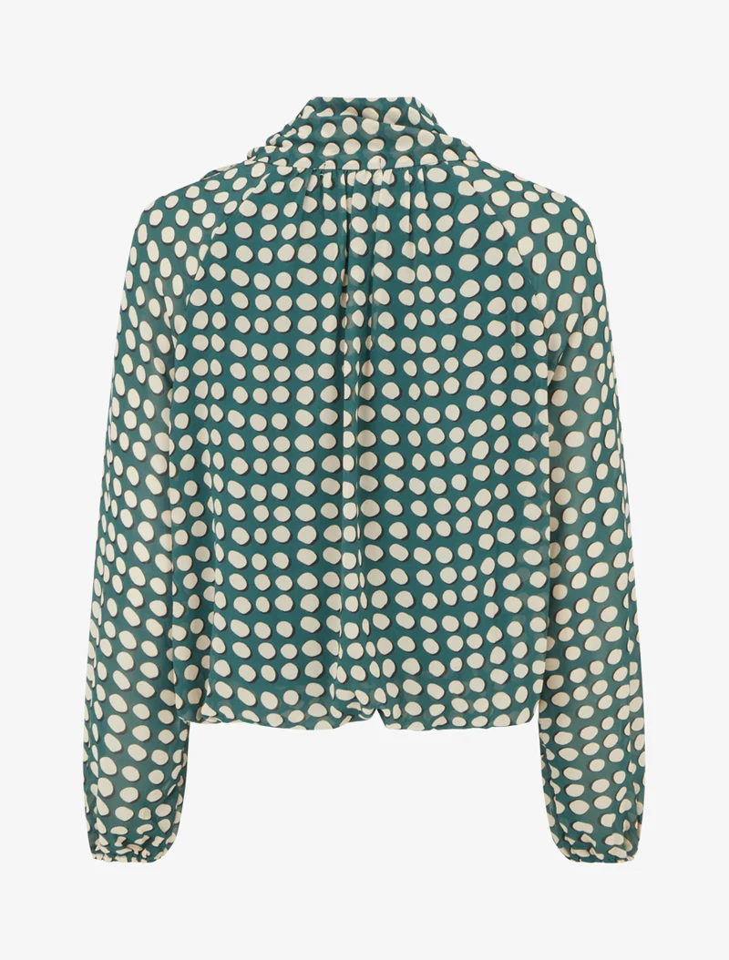 Blouse imprimé rond à nouer - Vert sapin