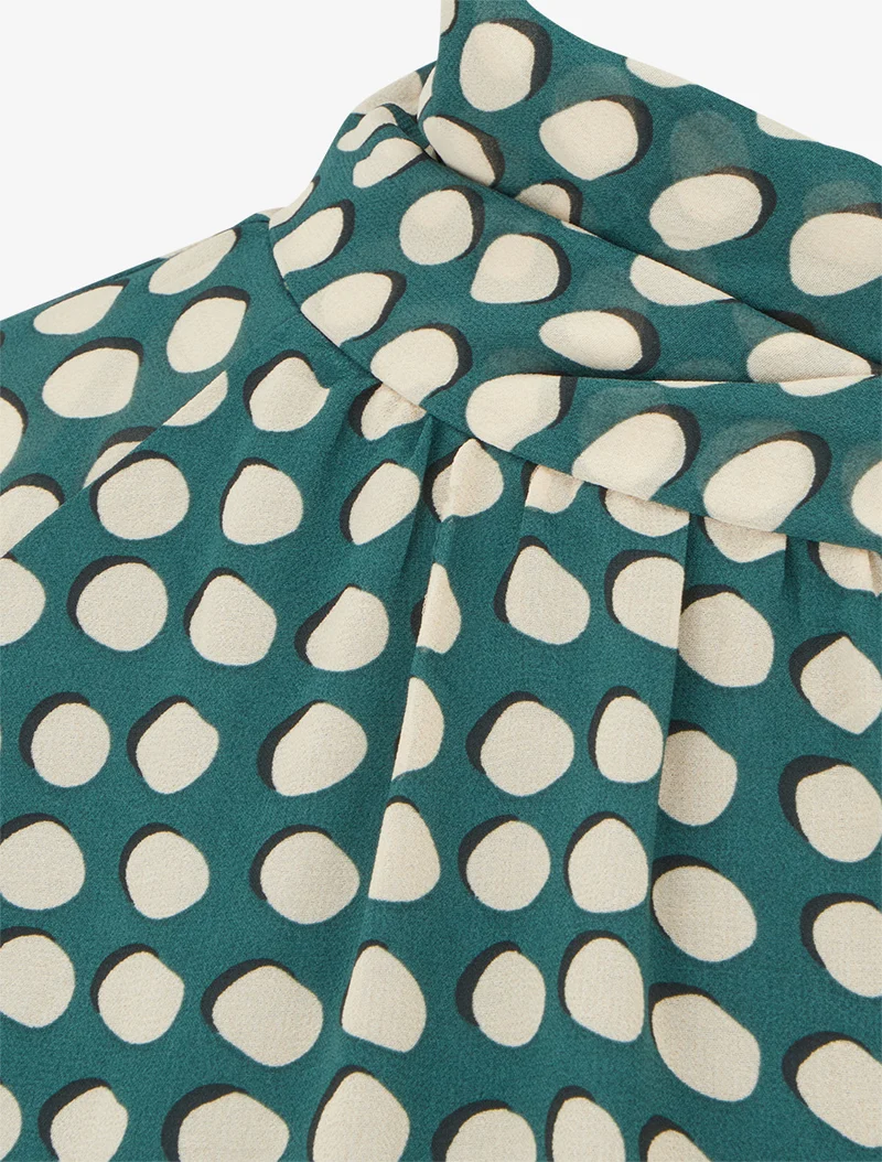 Blouse imprimé rond à nouer - Vert sapin