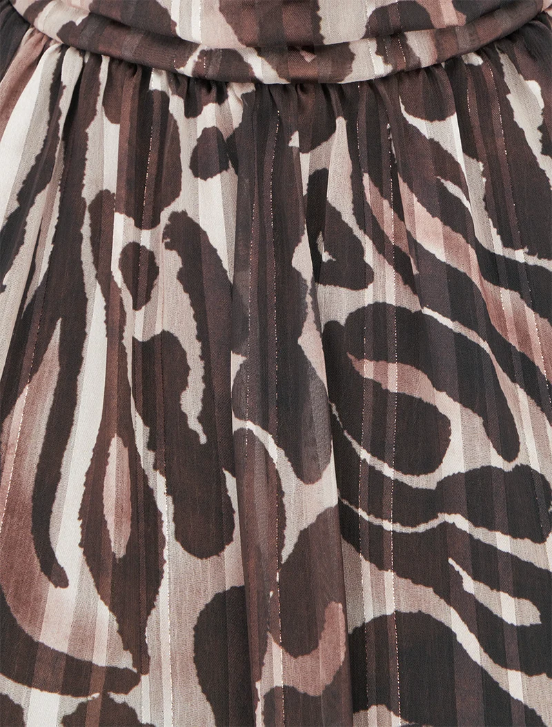 Blouse en voile imprimé léopard - Marron