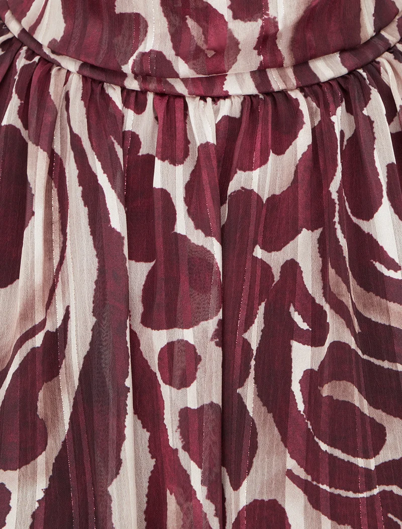 Blouse en voile imprimé léopard - Prune