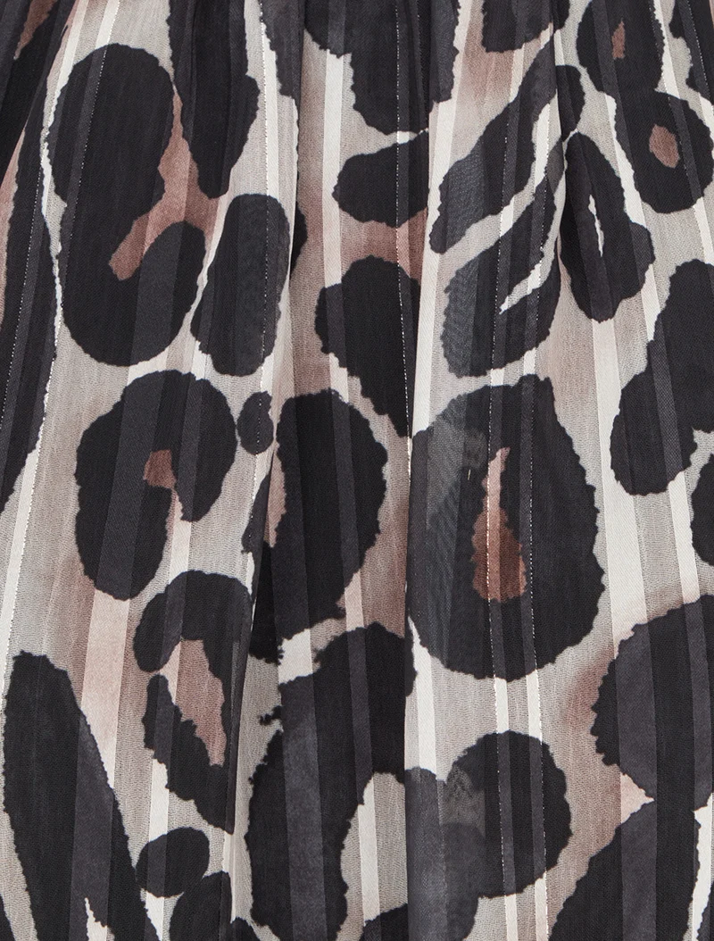 Blouse en voile imprimé léopard - Noir