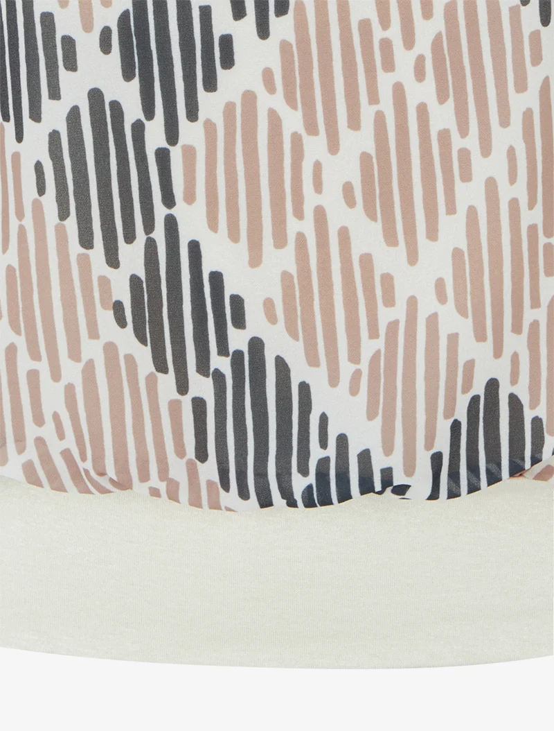 Blouse en voile imprimé graphique - Beige