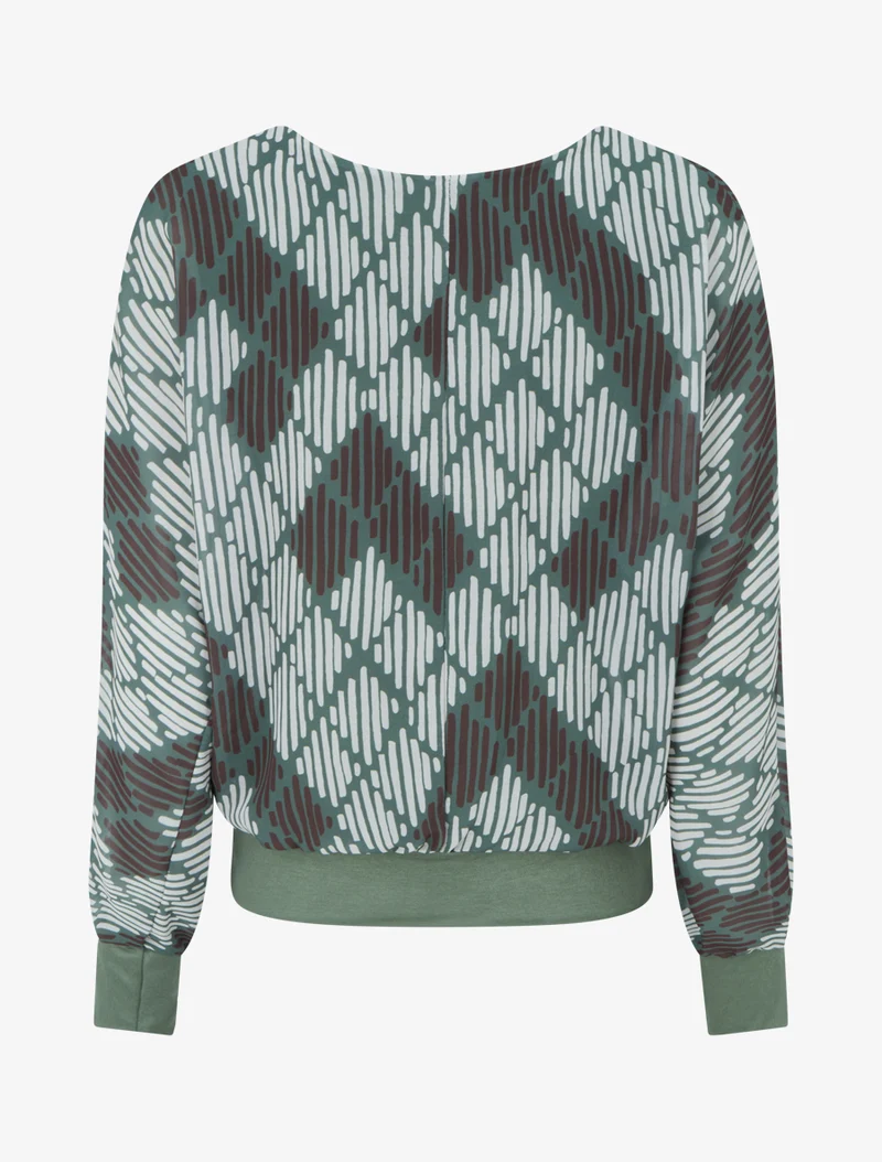 Blouse en voile imprimé graphique - Kaki