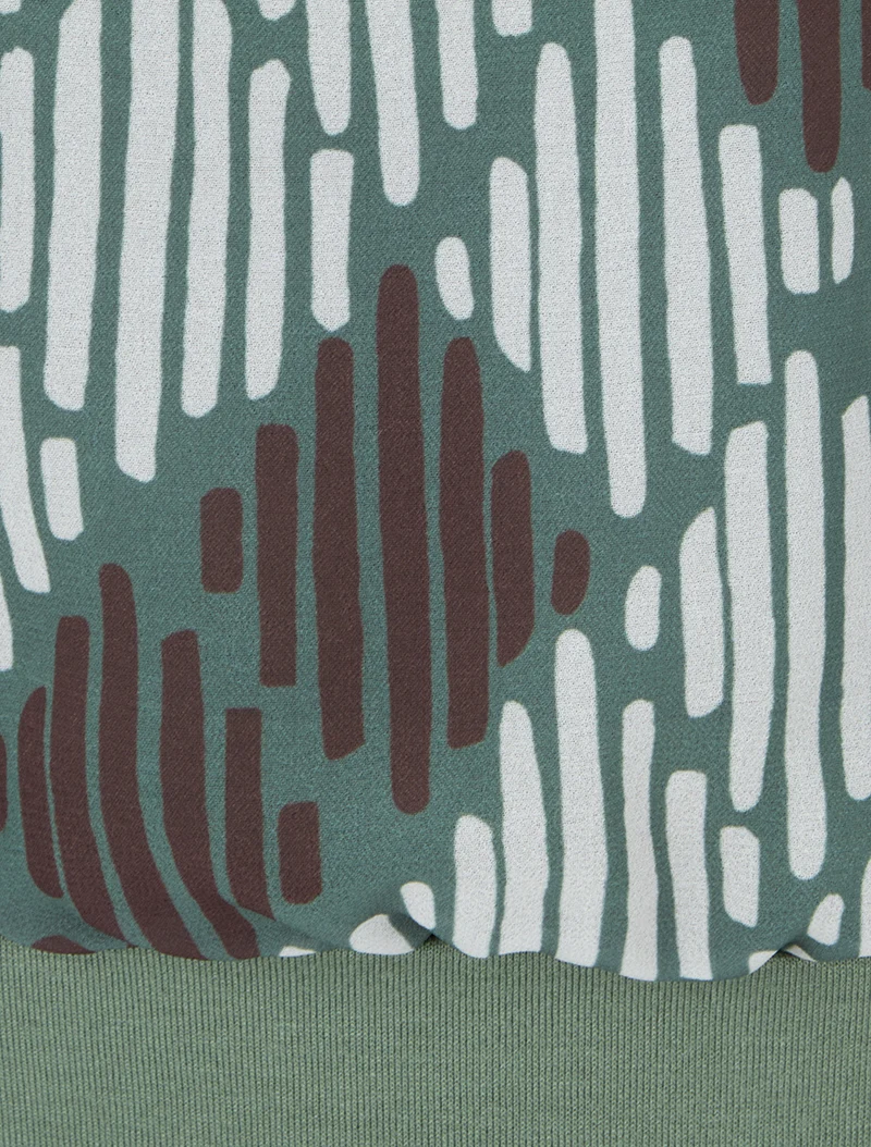 Blouse en voile imprimé graphique - Kaki