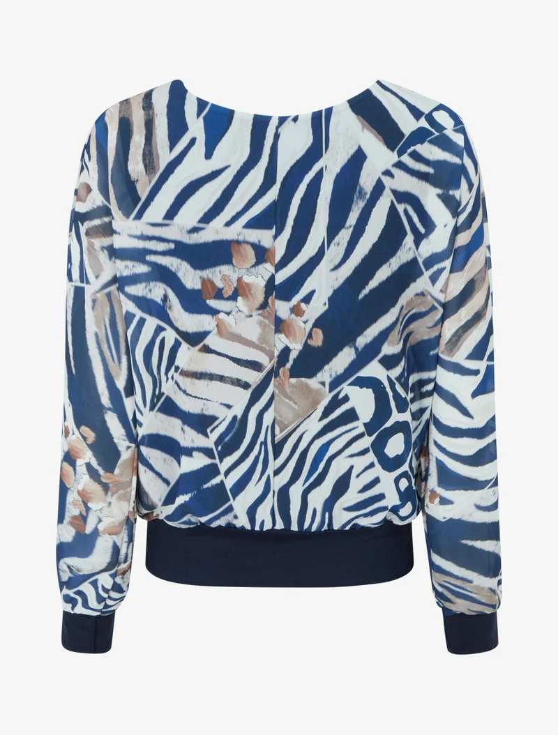 Blouse en voile imprimé animal - Marine