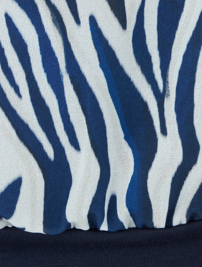 Blouse en voile imprimé animal - Marine