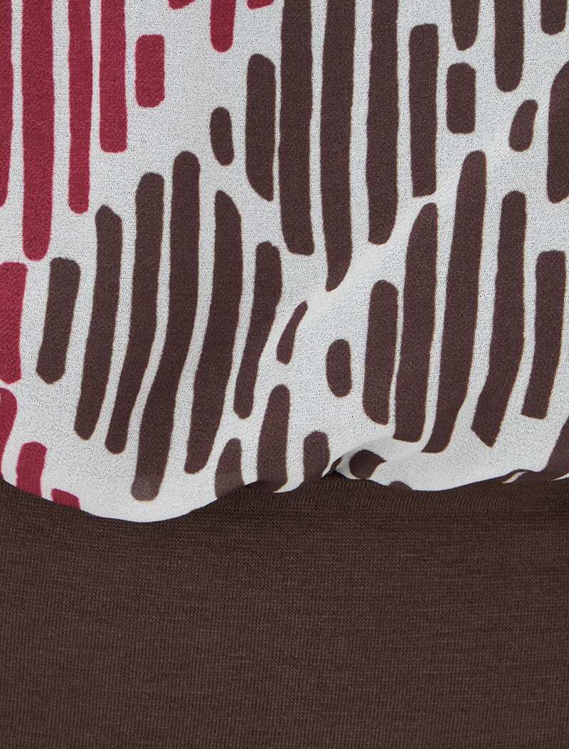 Blouse en voile imprimé graphique - Marron