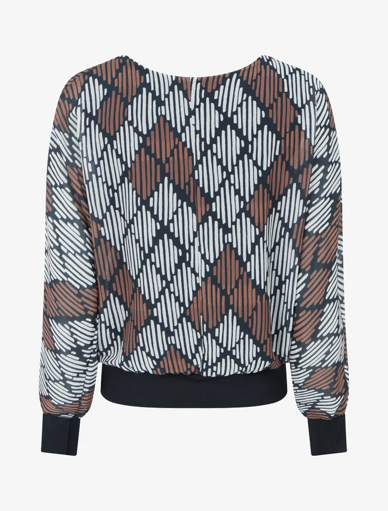 Blouse en voile imprimé graphique - Noir