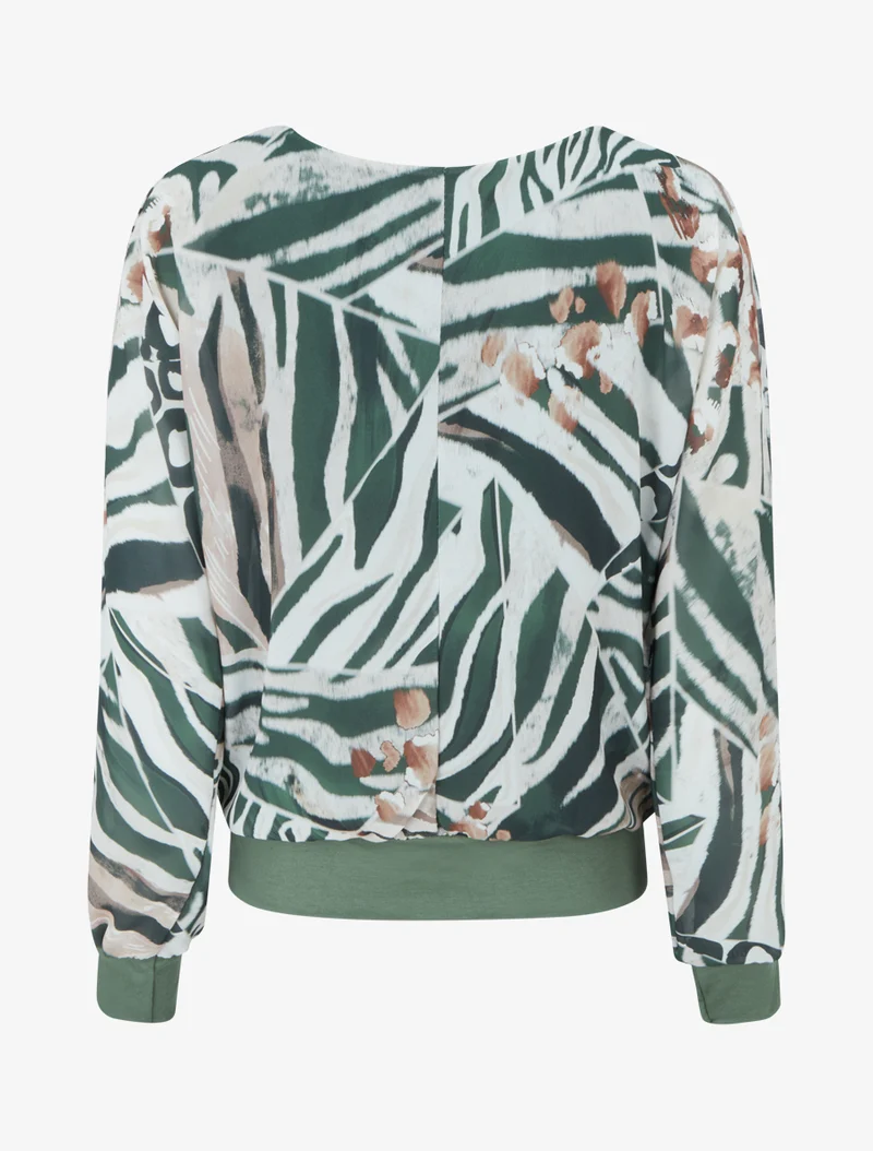 Blouse en voile imprimé animal - Kaki