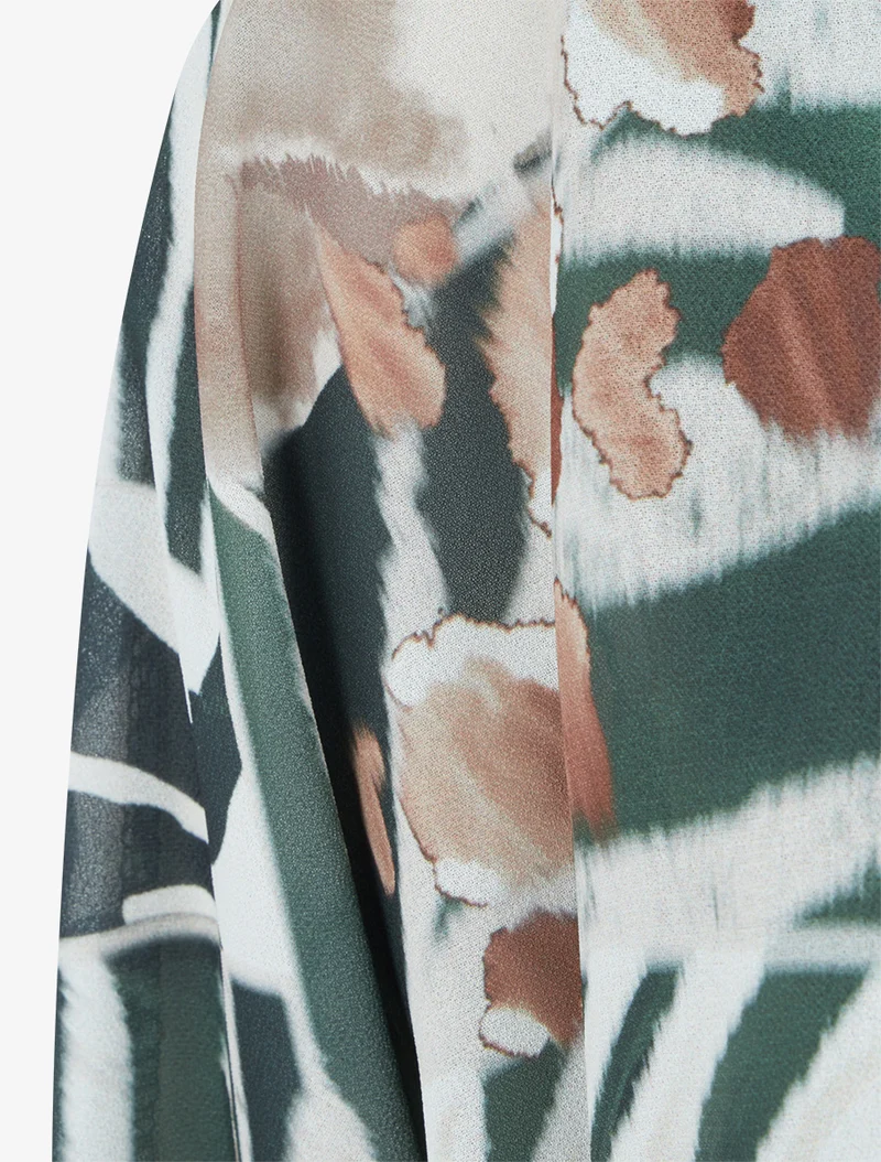 Blouse en voile imprimé animal - Kaki