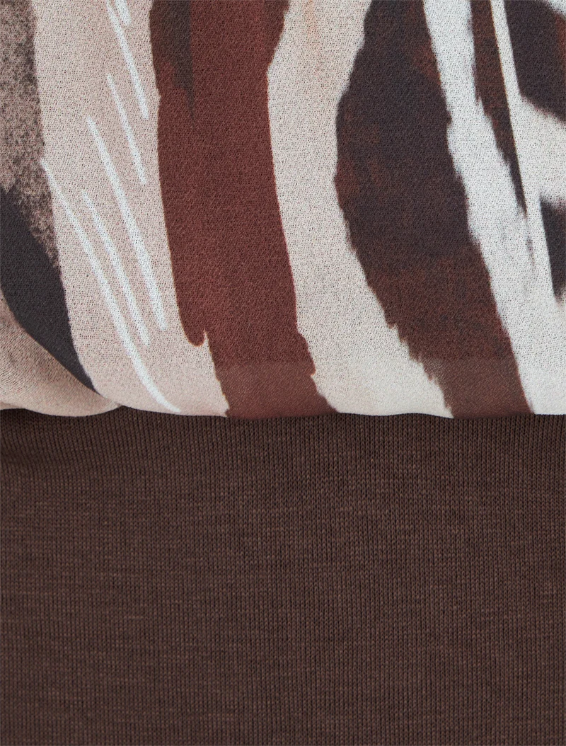 Blouse en voile imprimé animal - Marron