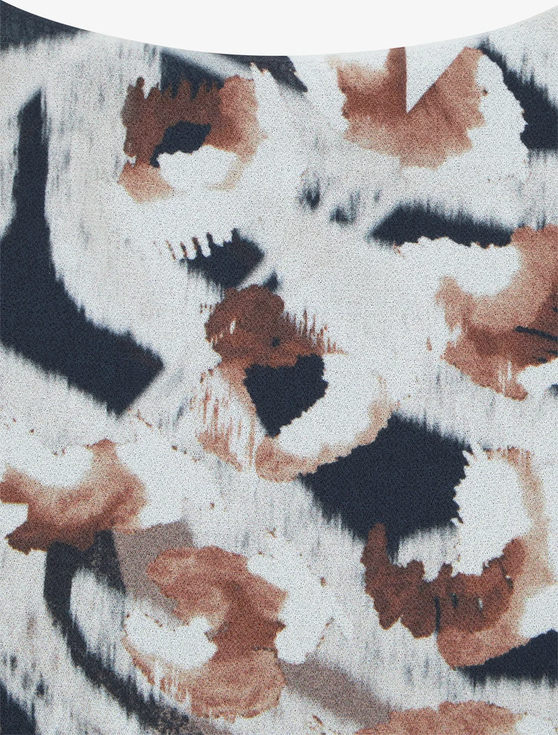 Blouse en voile imprimé animal - Noir