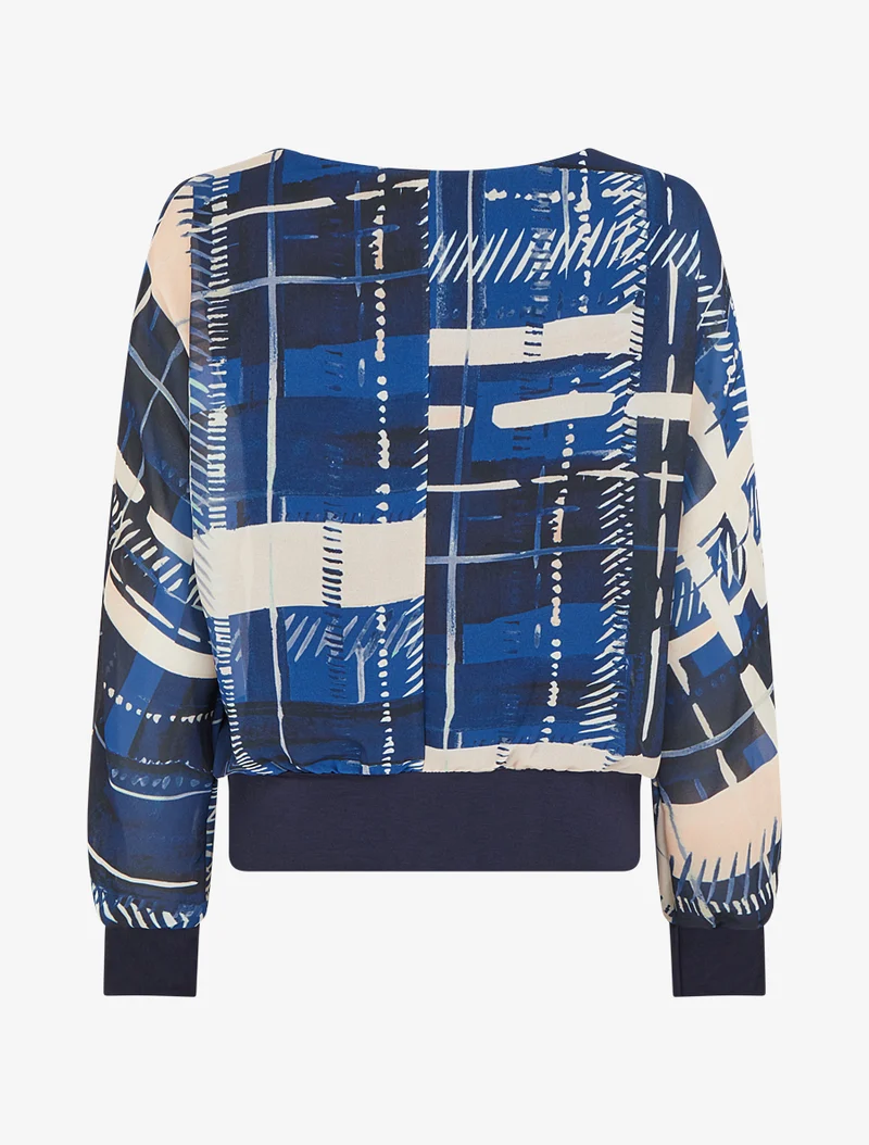 Blouse en voile imprimé abstrait - Marine