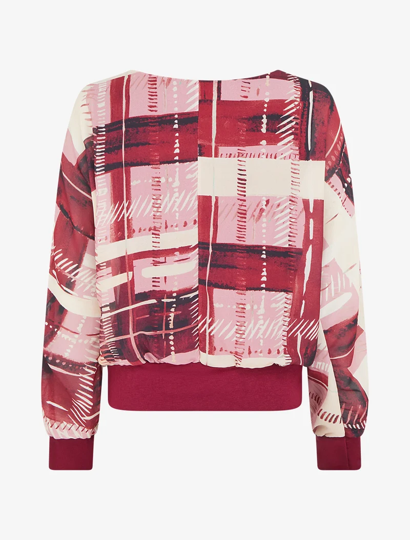Blouse en voile imprimé abstrait - Lie de vin