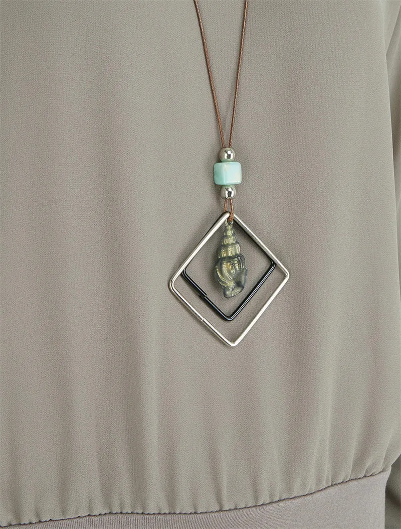Blouse unie en voile à manches longues - Gris