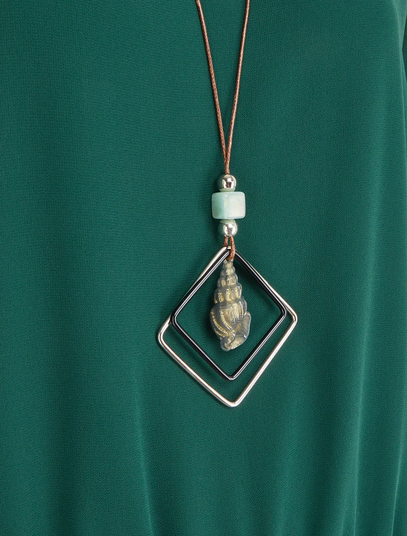 Blouse unie en voile à manches longues - Vert sapin