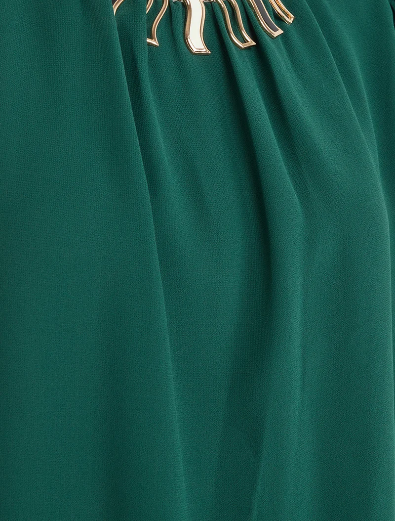 Blouse unie en voile à empiècement collier - Vert sapin