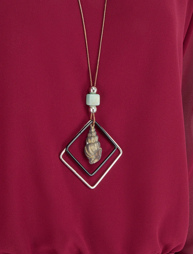 Blouse unie en voile à manches longues - Lie de vin