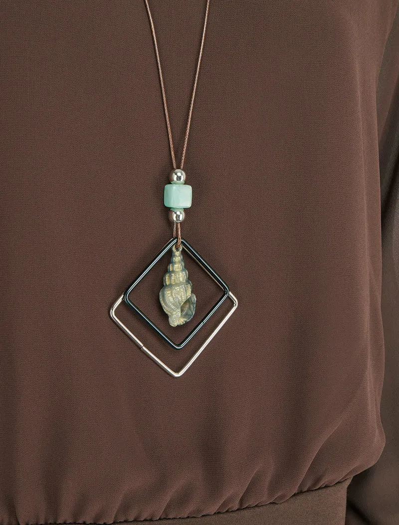 Blouse unie en voile à manches longues - Marron