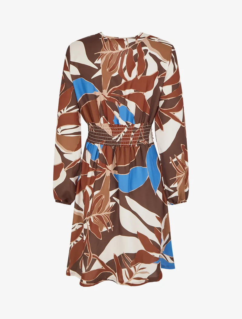 Robe imprimée à col cache-coeur - Marron