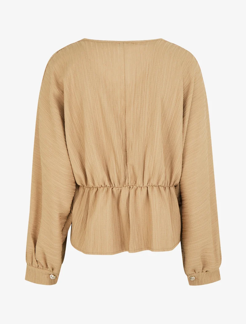 Blouse fluide à boutons décoratifs - Taupe