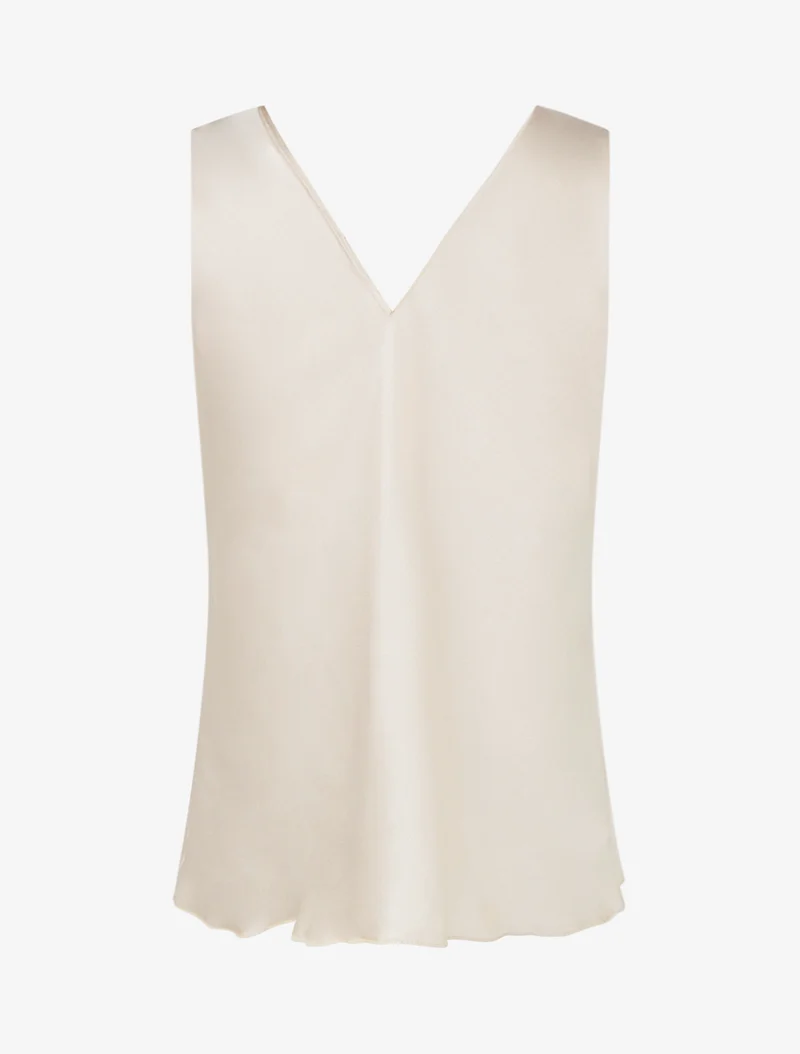Top satiné à empiècement bijoux - Beige