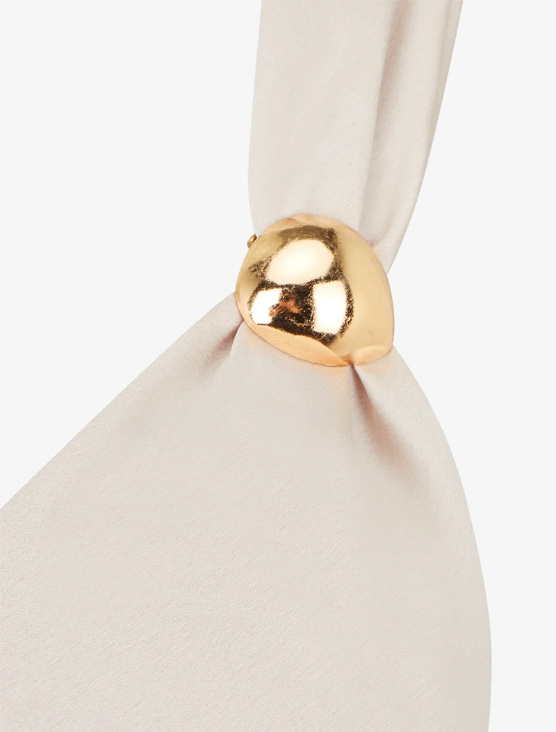 Top satiné à empiècement bijoux - Beige