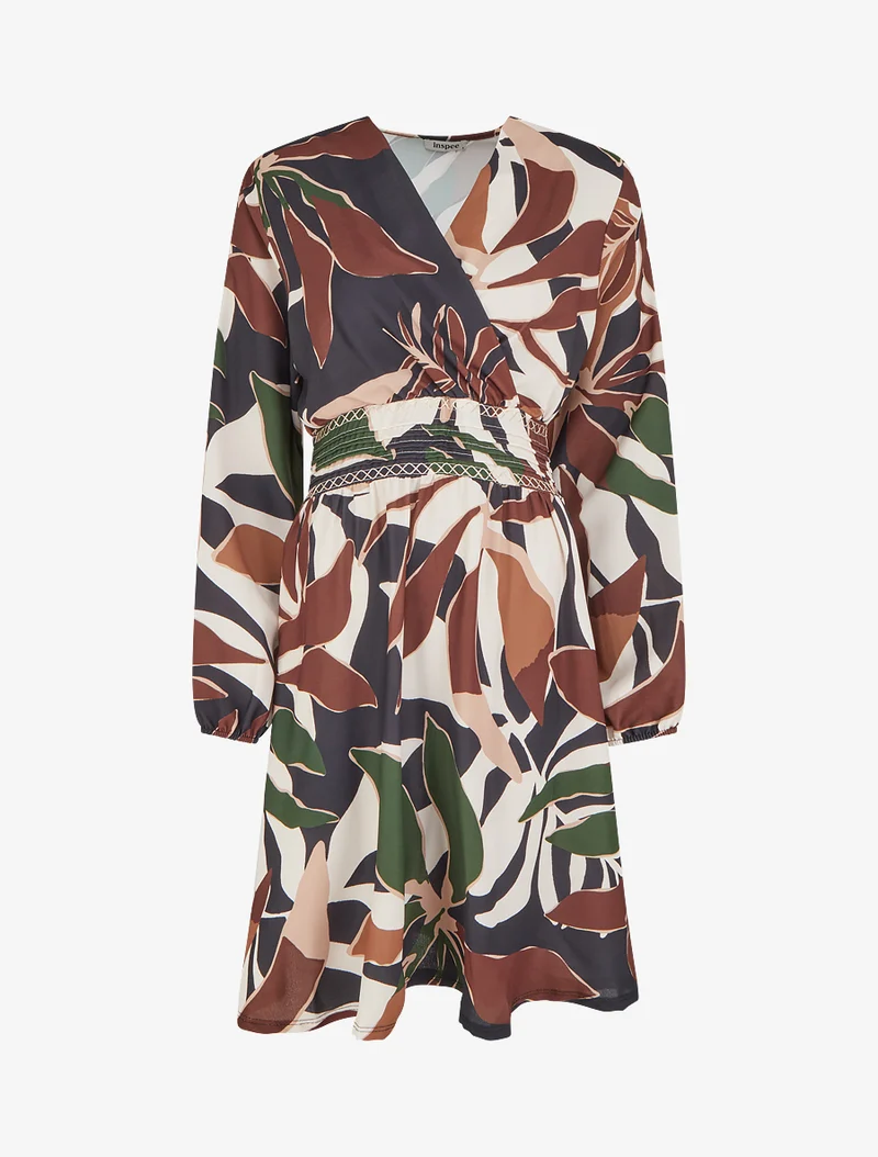 Robe imprimée à col cache-coeur - Noir