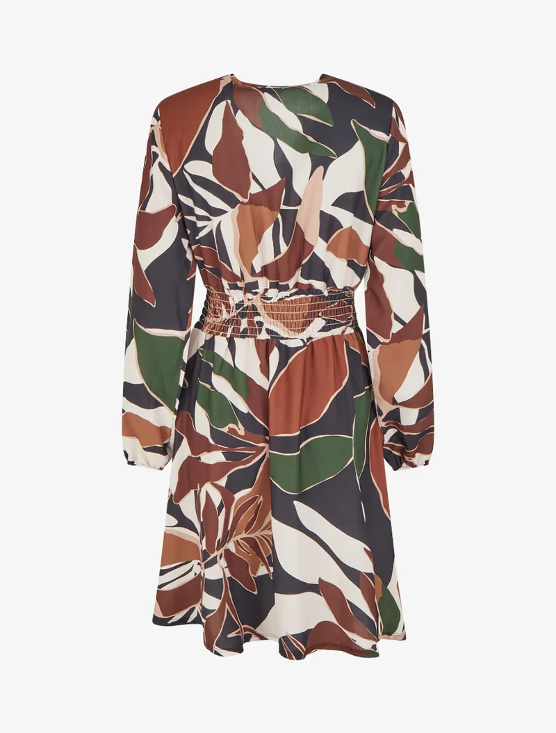 Robe imprimée à col cache-coeur - Noir