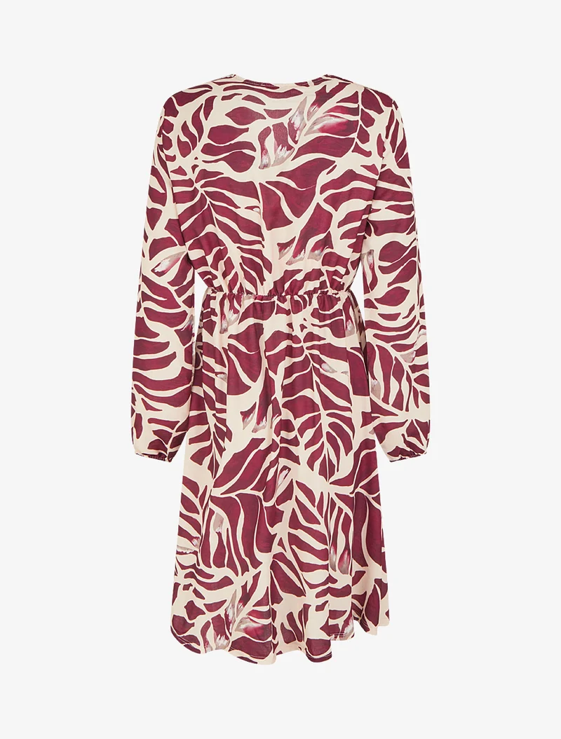 Robe élastiquée à imprimé fantaisie - Prune