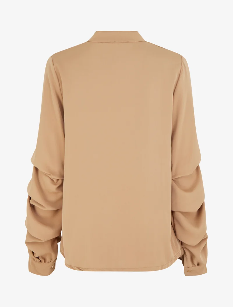 Blouse fluide unie à manches stylisées - Camel clair