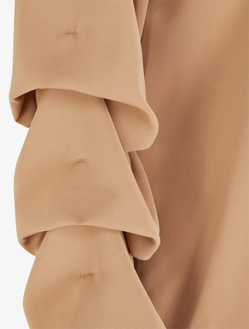 Blouse fluide unie à manches stylisées - Camel clair
