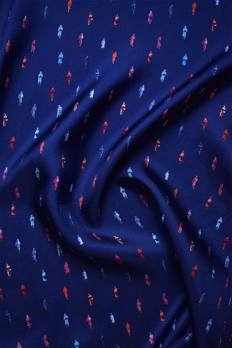 Foulard en soie Reine Elisabeth Bleu