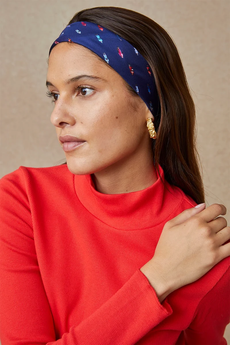 Foulard en soie Reine Elisabeth Bleu