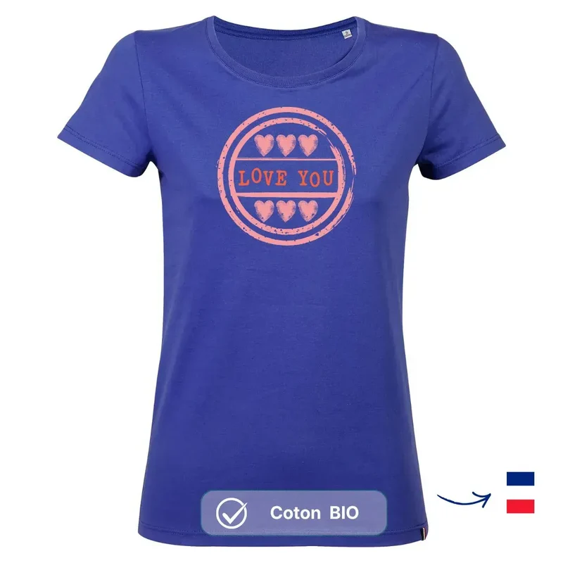 T-shirt femme bleu roi | LOVE YOU