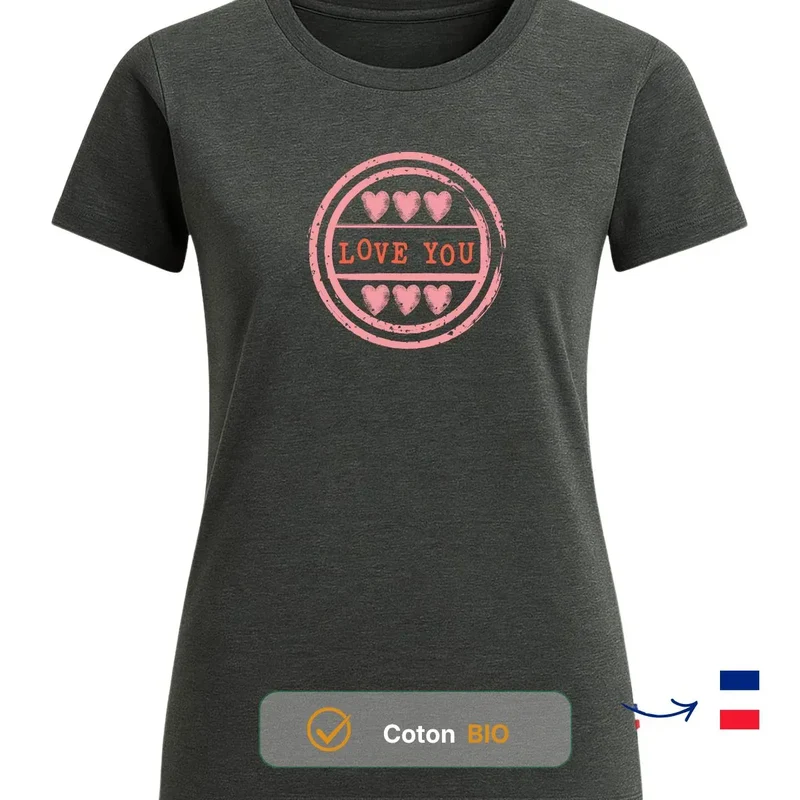 T-shirt femme gris chiné | LOVE YOU