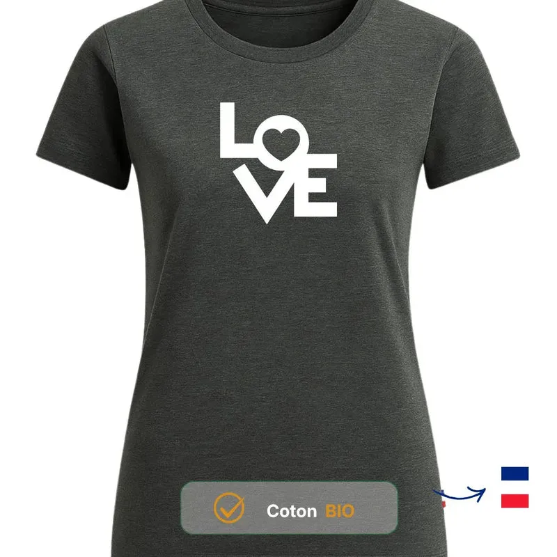 T-shirt femme gris chiné | LOVE