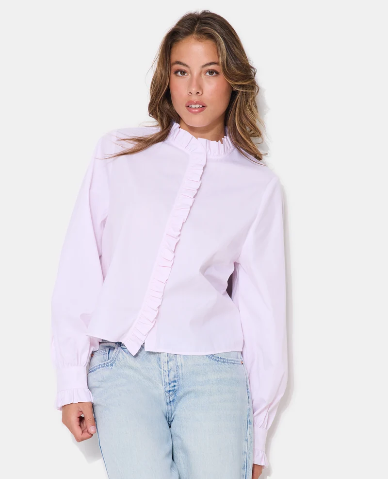 Chemise rayée avec volants