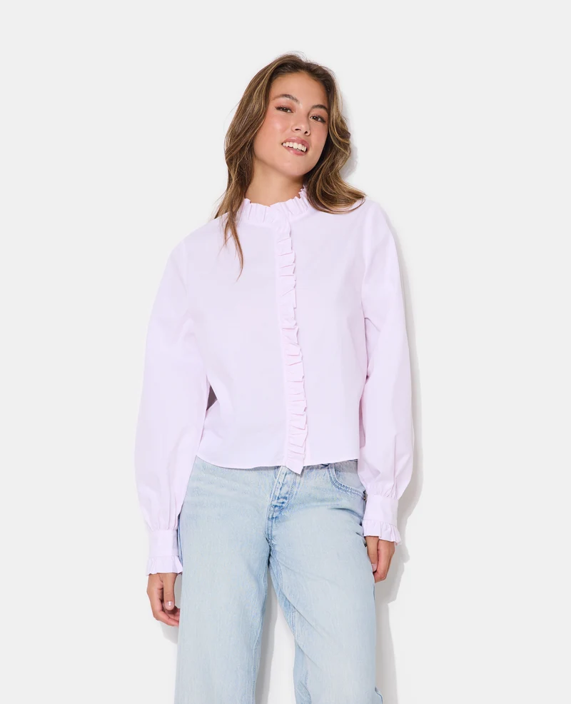 Chemise rayée avec volants