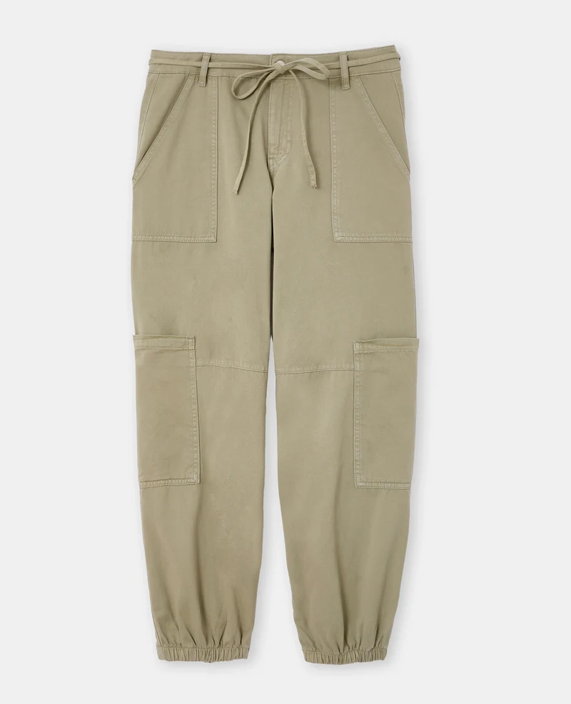 Pantalon cargo avec ceinture fine à nouer