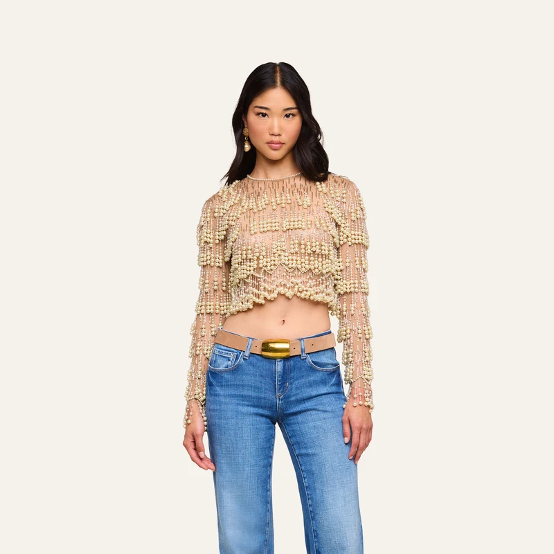 Rogan Pearl Fringe Top