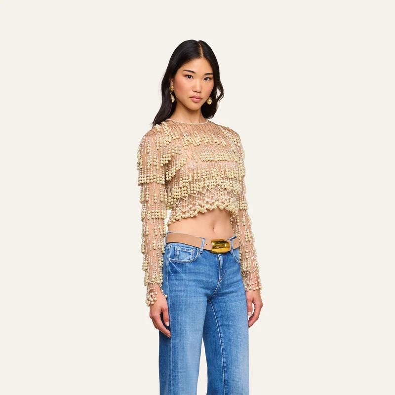 Rogan Pearl Fringe Top