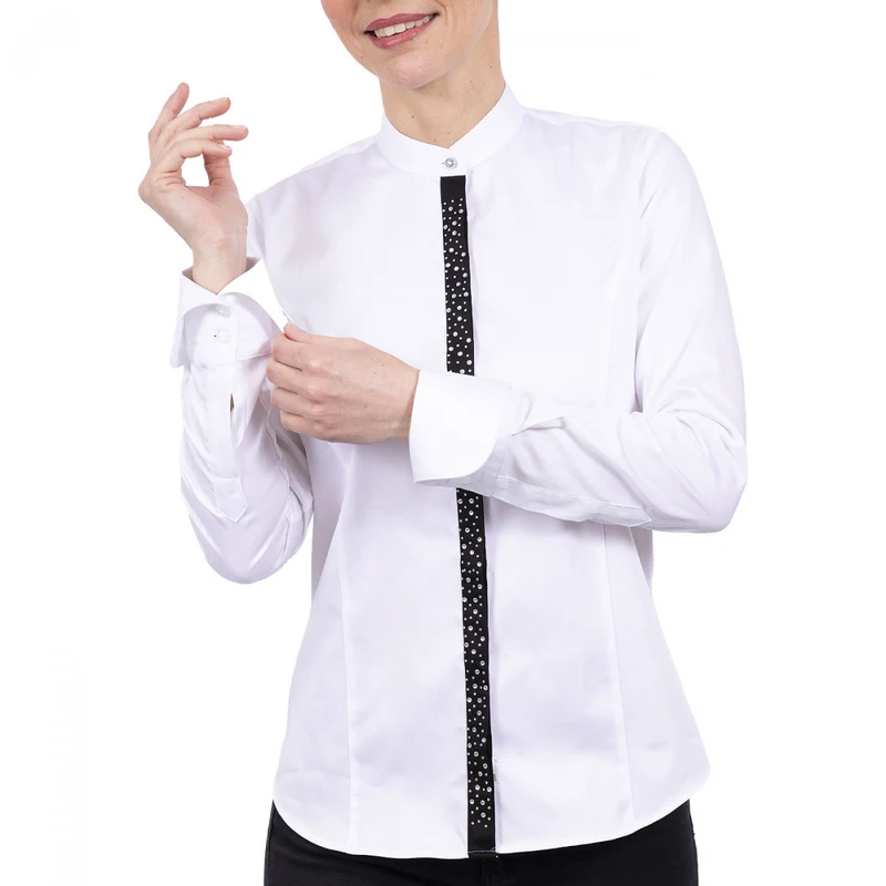 Chemise femme col mao à strass coupe cintrée VITA Andrew Mac Allister