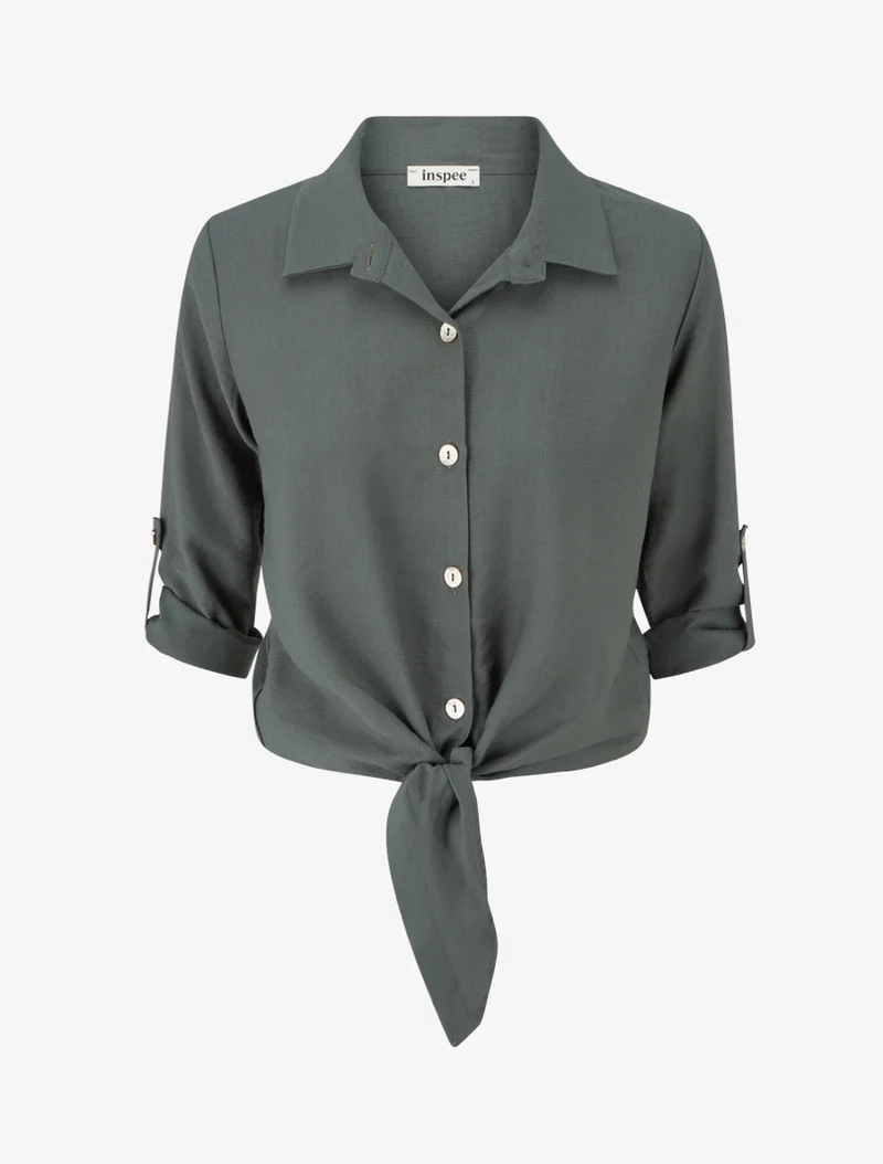 Chemise unie à nouer - Kaki